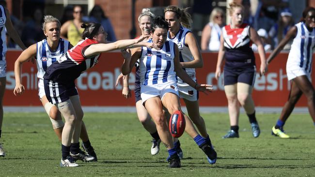 North Melbourne’s women's team in action in a practice match against Darebin.