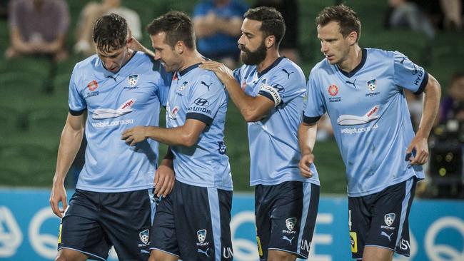 Sydney celebrate a goal.