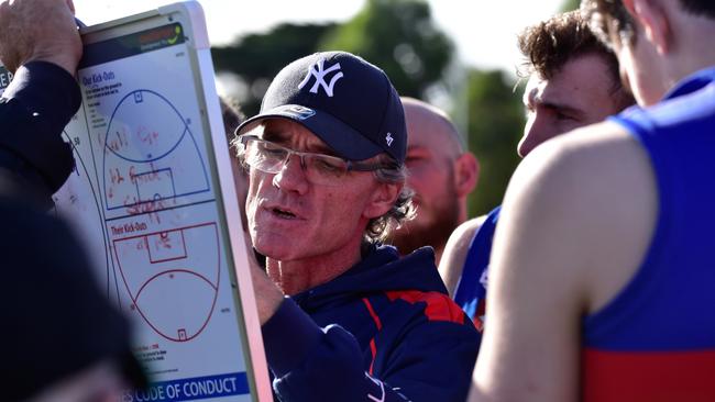 Dean Laidley coaching Maribyrnong Park in the EDFL. Picture: Jamie Morey