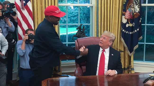 US President Donald Trump meets with rapper Kanye West in the Oval Office in 2018. Picture: AFP