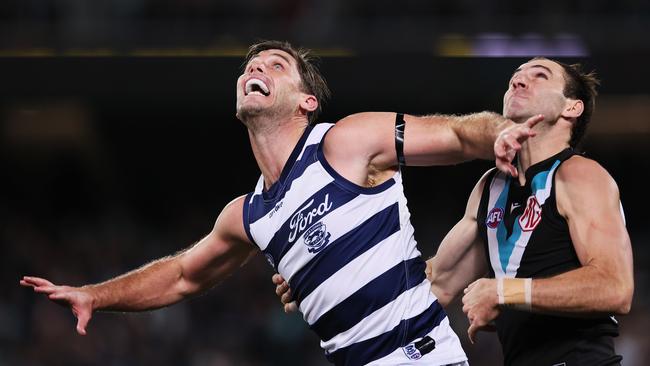 Tom Hawkins should make a decision on his own future. Picture: James Elsby/AFL Photos via Getty Images