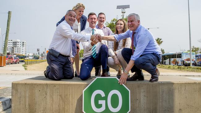 Political leaders were all smiles yesterday. Picture: Jerad Williams