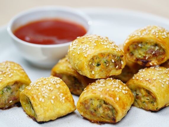 Top 10 finger foods: Tasty sausage rolls.