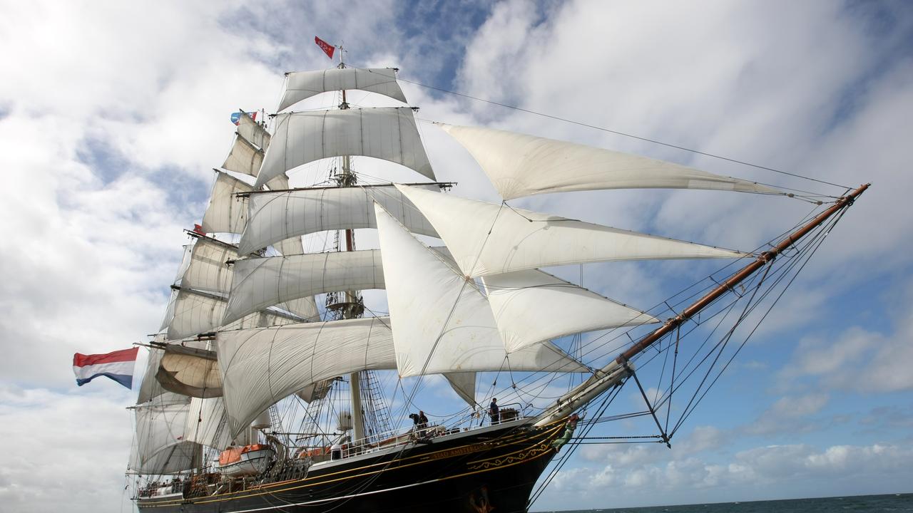 The Dutch ship the Stad Amsterdam, a three-masted clipper similar to ships some miners would have travelled to Australia on.