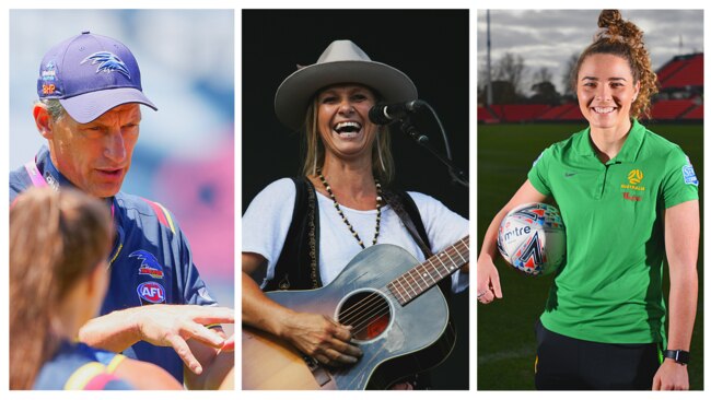 Three of the Limestone Coast's most famous exports: Adealide Crow's AFLW coach Matthew Clarke, country music star Kasey Chambers and Matilda Jenna McCormick. Pictures: Kelly Barnes/Getty Images, Image/Peter Lorimer, AAP Image/David Mariuz