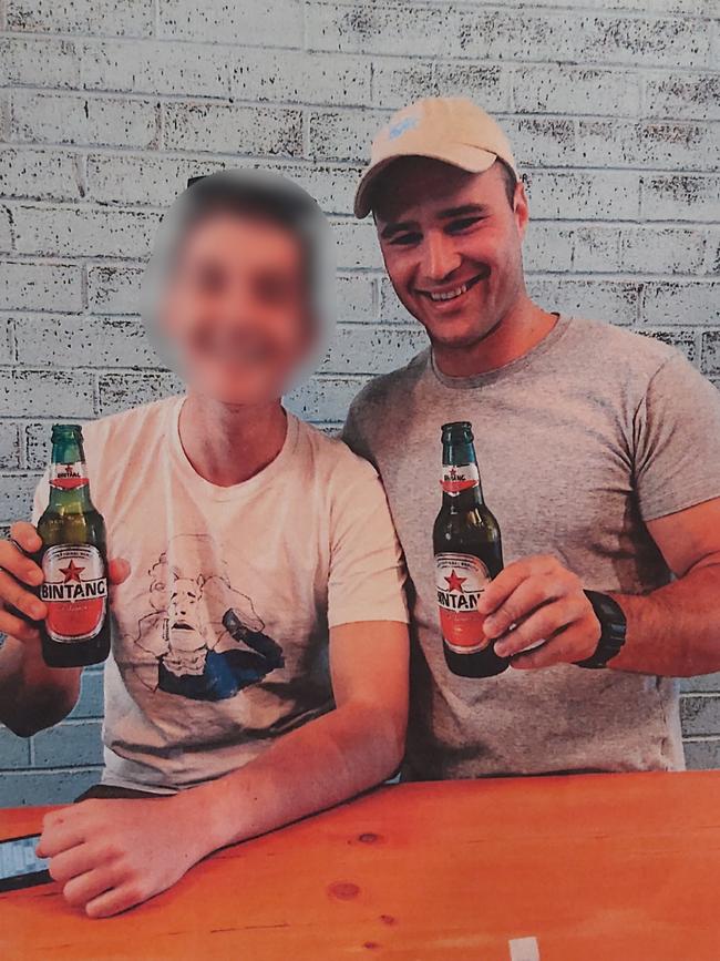 Naval officer Sub-Lieutenant Jacob Von Marburg (right), drinking Bintang at brunch, has pleaded not guilty to two counts of commiting an act of indecency without consent on a woman at <i>HMAS </i> <i>Creswell </i>at Jervis Bay. Picture: Defence Force Magistrates Court