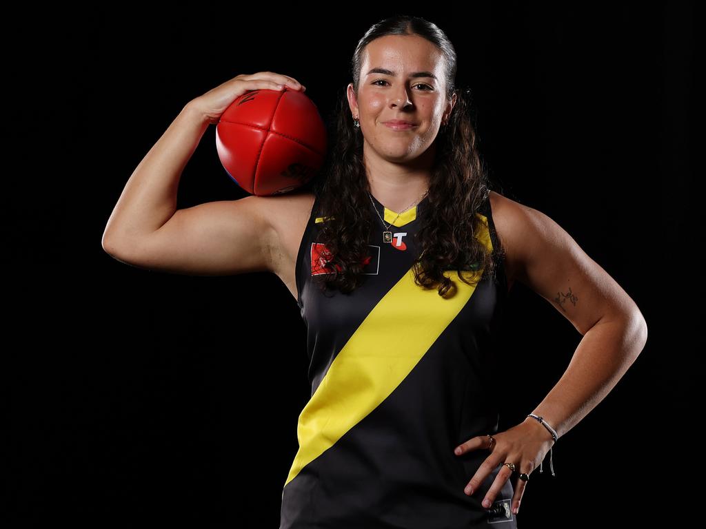 Sierra Grieves is a Tiger after being selected by Richmond with pick 11. (Photo by Morgan Hancock/AFL Photos/Getty Images)