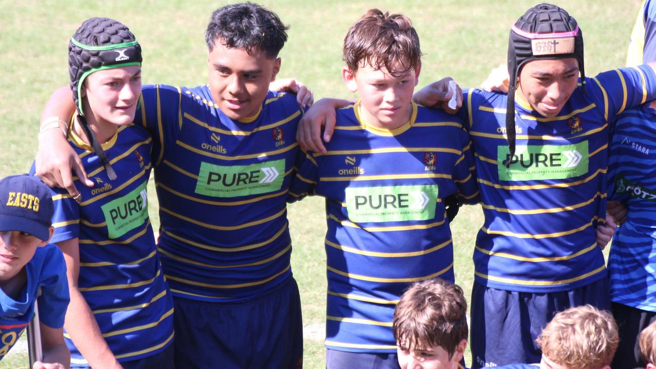 Will Wowor (left) and teammates pictured during the post match celebration.