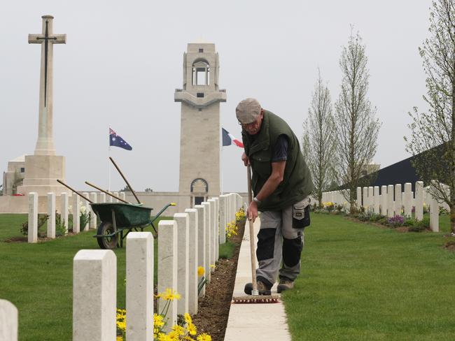 Final touches around before the opening next week of Sir John Monash Center outside Villers Bretonneux, France. Picture: Ella Pellegrini