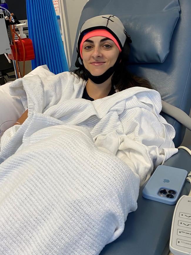 Nicolette Neofitou after her first round of chemotherapy in January. Picture: Supplied