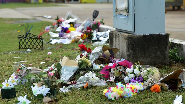 A roadside memorial for four teenagers who died in a car crash last week has suffered extensive damage overnight. PICTURE: MATT TAYLOR.