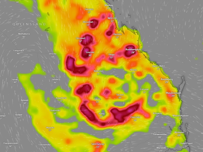 Storms set to hit Queensland on Sunday. Picture: Windy