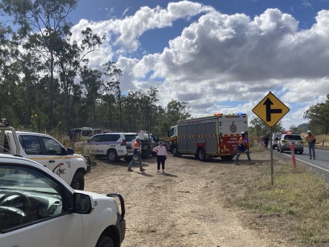 Emergency services have raced to scene of a semi trailer and ute crash on Yeppoon Road just outside Rockhampton. Photo: Pam McKay