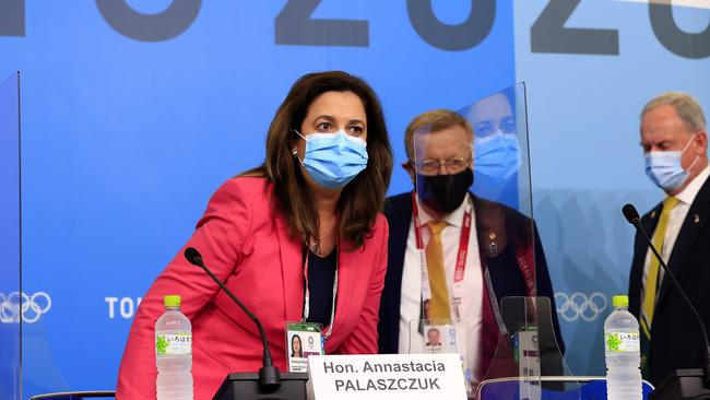 Queensland Premier Annastacia Palaszczuk in Tokyo after she succesfully bid to hold the 2032 Olympics in Brisbane. Picture: Adam Head