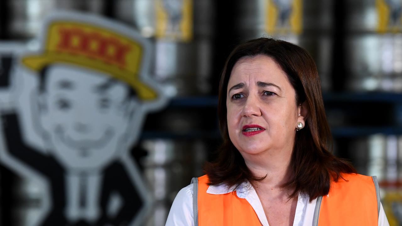 Queensland Premier Annastacia Palaszczuk addressed reporters at the Milton brewery on Wednesday. Picture: AAP Image/Dan Peled