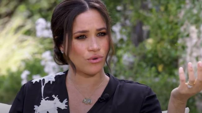 Meghan Markle in a clip from the Oprah Winfrey interview. Picture: CBS