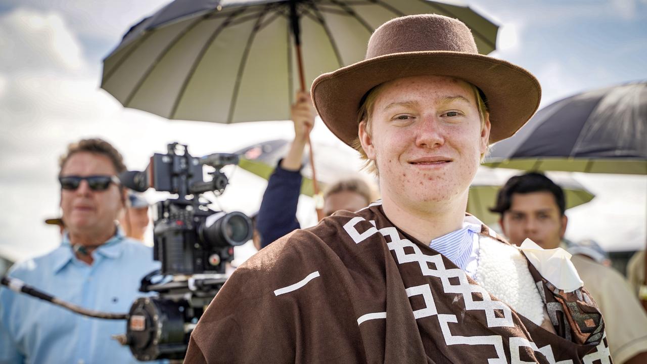 Holy Spirit College Year 12 student Thomas Egerton playing Clint Eastwood's character in a comedy take on a Western film. Picture: Heidi Petith