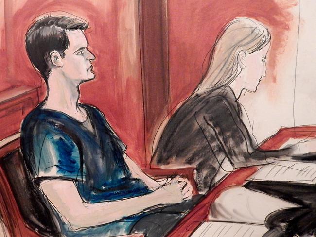 In this courtroom sketch, Ross William Ulbricht is seated in court and awaits sentencing Friday, May 29, 2015 in New York.