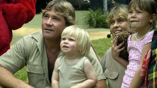 Robert celebrating his second birthday at Australia Zoo with his close-knit family — dad Steve, mum Terri and sister Bindi. Picture: Lou O'Brien