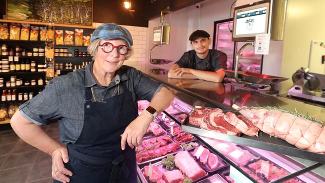 Sylvia Collett, founder Farmer's Butcher, Brighton, with master butcher Oliver Bristowe, from Queenstown, New Zealand. Picture: Yuri Kouzmin