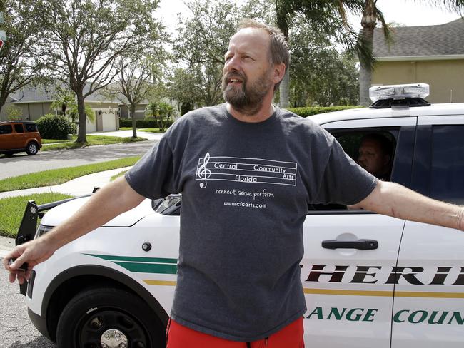 Eric Paddock, brother of Las Vegas gunman Stephen Paddock, speaks to journalists near his home in Orlando, Florida. Picture: AP Photo/John Raoux