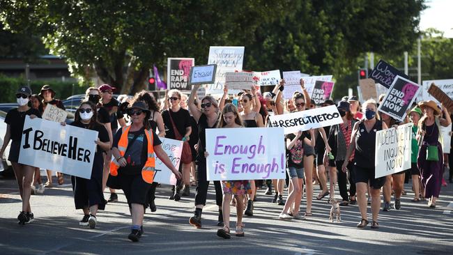 Protesters march for the March 4 Justice protest rally and march. Picture: Brendan Radke