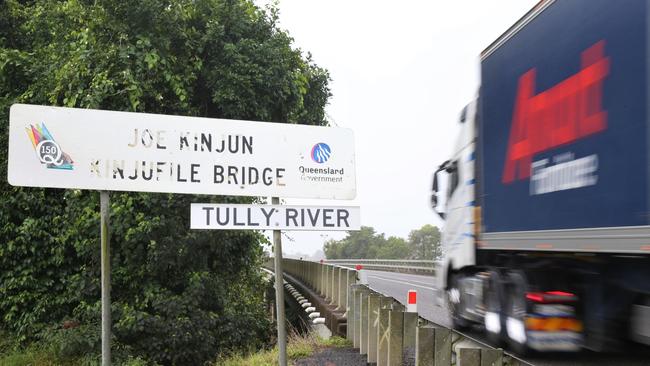 The Bruce Highway at the crossing of the Tully River, Euramo, where a 64-year-old Hull Heads man was killed on July 26, 2023. Picture: Peter Carruthers