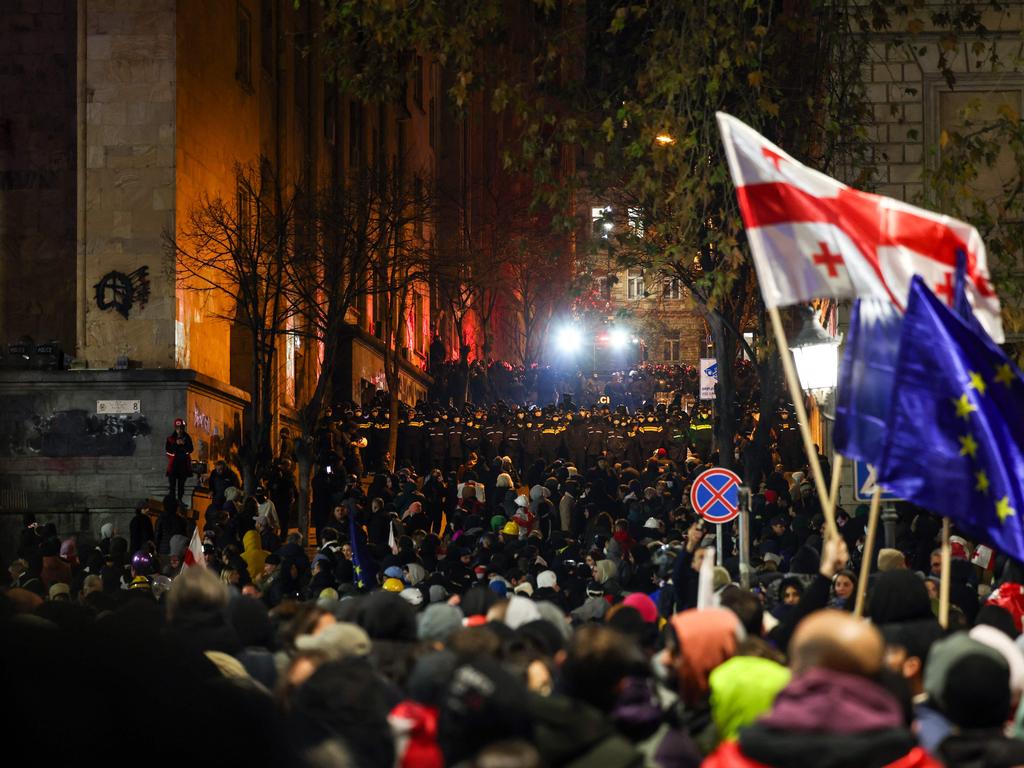 Large crowds of protesters gather in the streets of central Tbilisi. Picture: Giorgi ARJEVANIDZE / AFP