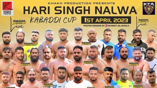 A poster promoting a Lovedeep Singh Khakh kabaddi event in April 2023.