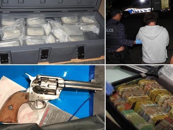 In Australia, 224 people were arrested including members of outlaw motorcycle gangs, mafia groups, Asian crime syndicates, and serious and organised crime groups. Photo: Supplied / Australian Federal Police