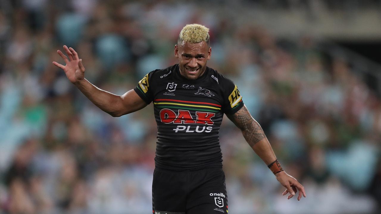 Penrith's Apisai Koroisau leaves the field with an injury during the Penrith v South Sydney NRL Final at ANZ Stadium, Homebush. Picture: Brett Costello