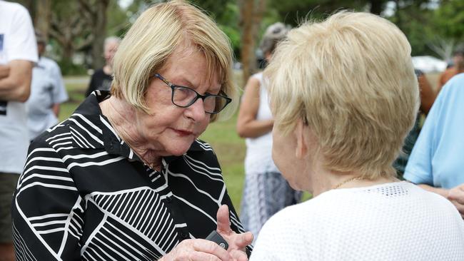 Dawn Crichlow talks to a protester at Carey Park. Picture: Tertius Pickard.