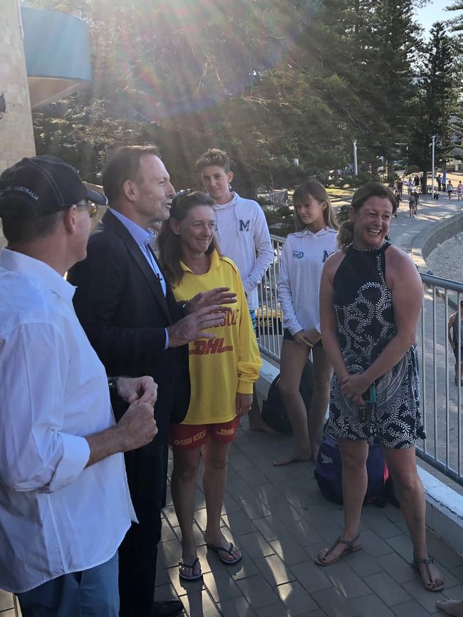 Tony Abbott at the surf club announcement.