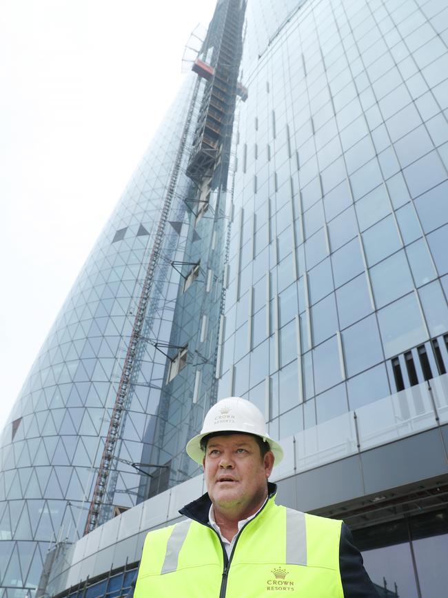 James Packer at the $2.4bn Sydney casino project being built by his company Crown Resorts. Picture Rohan Kelly