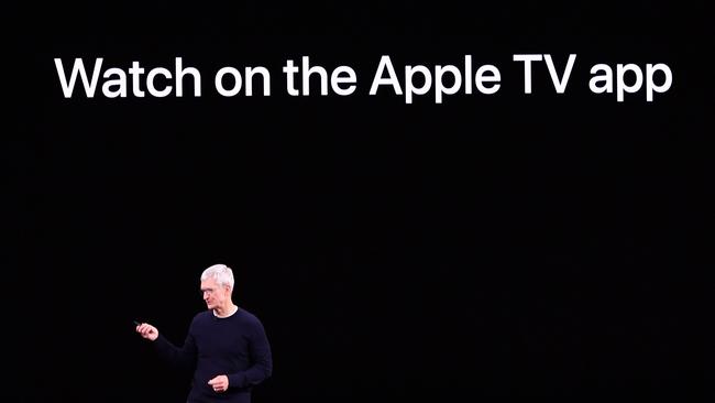 Apple CEO Tim Cook promotes Apple TV+ last week in Cupertino. Pcture: AFP