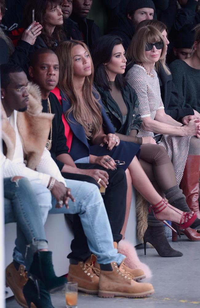 Sean "Diddy" Combs with (from left), Jay-Z, Beyonce, Kim Kardashian, and Anna Wintour at New York Fashion Week in 2015. Picture: Getty Images for Adidas