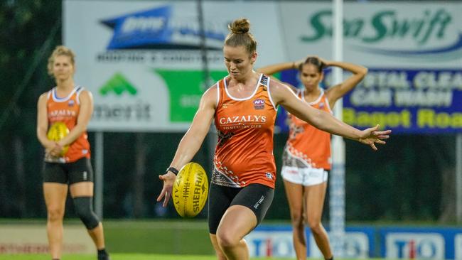 Reni Hicks in training for the NTFL rep side ahead of the 2024 Essendon clash. Picture: Patch Clapp / AFLNT Media