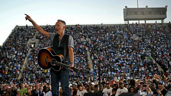 US musician Bruce Springsteen performs at the Harris rally in Georgia. Picture: AFP