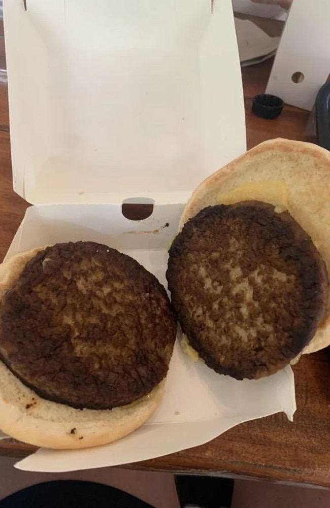 Social media users have expressed their dismay at what one man received when he ordered a double cheeseburger from Australia Zoo. Picture: Reddit