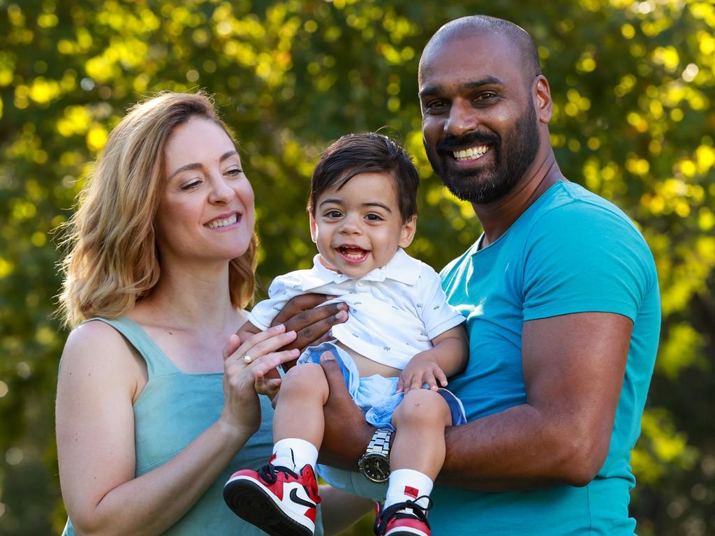 Laura and Jeremy Jones met online and now have 16-month-old son Jaylen. Picture: Justin Lloyd