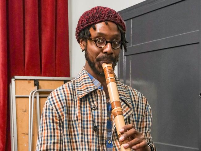 Shabaka Hutchings backstage at Sumud/Amos Trust Gaza benefit at Union Chapel, Upper Street, London, UK on 18 April 2024. (Photo by David Corio/Redferns)