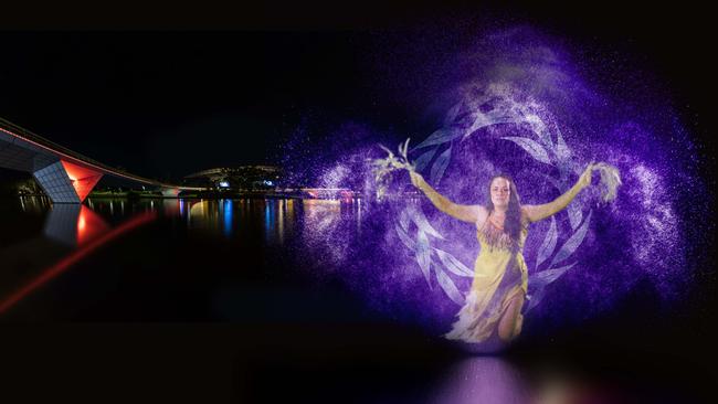 An artist’s impression of the Aus Lights on the River show. Picture: Supplied by the Australia Day Council of SA