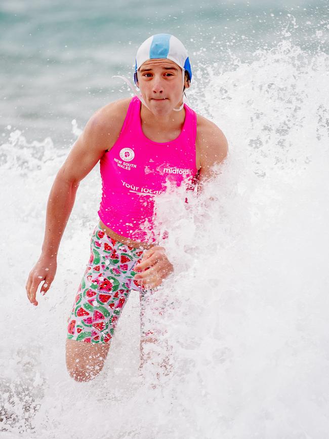 Frederick Mravec in the surf at South Maroubra. Picture: Monique Harmer