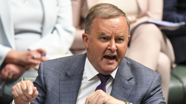 Opposition Leader Anthony Albanese in question time on Wednesday. Picture: AAP