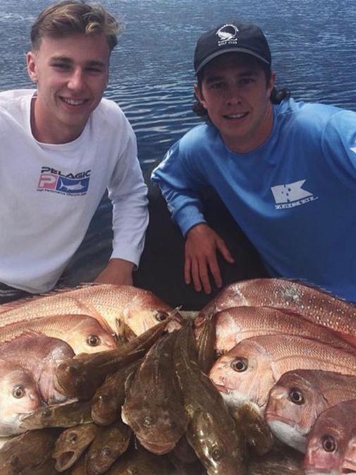 Ned McHenry (right) with mate Charlie Sprague after a good day’s fishing. Picture: Supplied