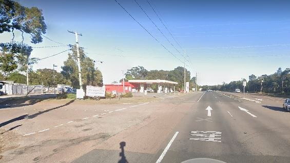 Police had established a crime scene at the intersection of the Pacific Highway and Basford Rd, Doyalson North, when drunk driver Georgette Smith ran into the traffic cones. Picture: Google