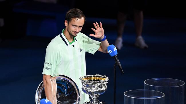 Medvedev was gracious in his acceptance speech after the astonishing final. Picture: AFP