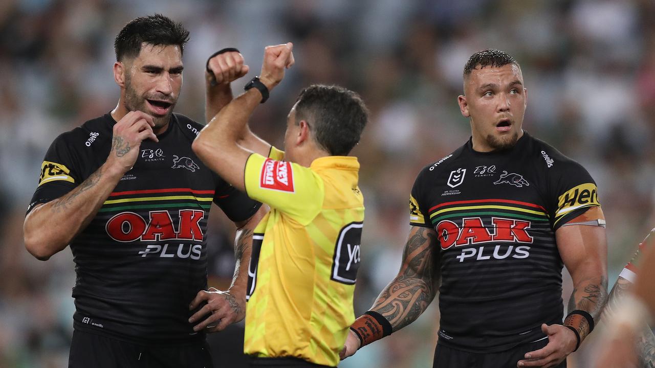 Penrith's James Fisher-Harris was cleared to play in the Grand Final despite being put on report during the final against the Rabbitohs. Picture: Brett Costello