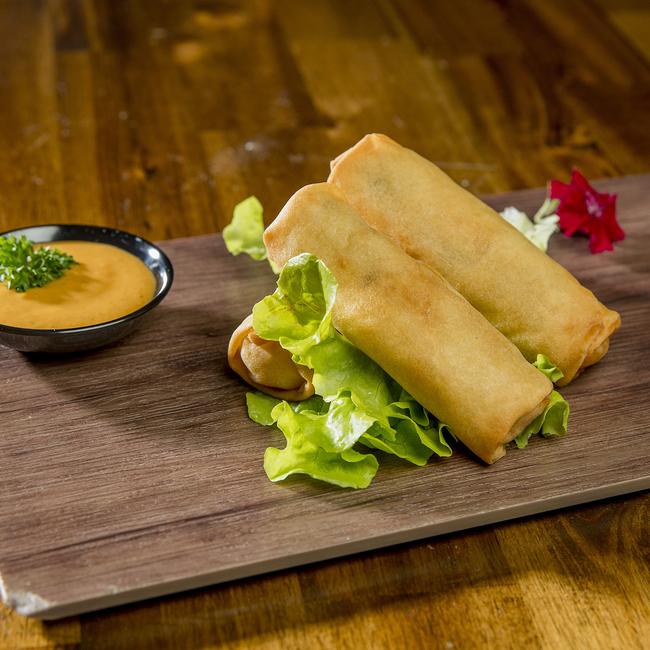 Vegetarian rice paper spring rolls. Picture: Jerad Williams