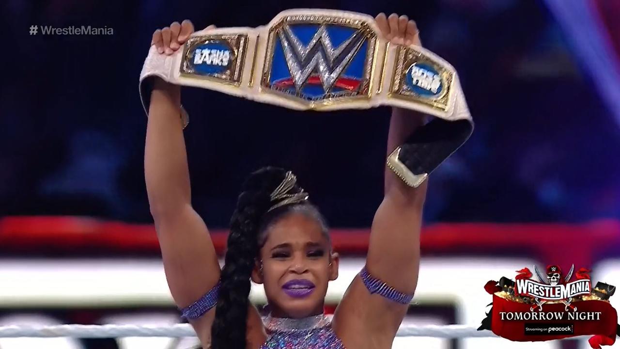 Bianca Belair beat Sasha Banks for the SmackDown women's title in a spectacular main event to night one of WrestleMania 37.